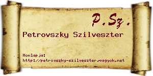 Petrovszky Szilveszter névjegykártya