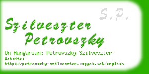 szilveszter petrovszky business card